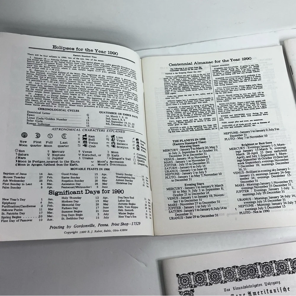 1990 1999 2000 2001 NEW AMERICAN ALMANAC‎ Ben Raber  Baltic Ohio Amish English